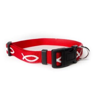 720011900082 Red Non Padded Ichthus Collar Small