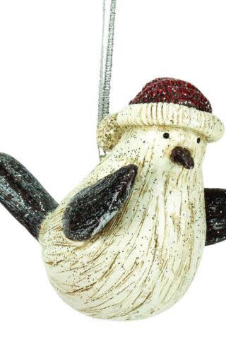 603799835053 Bird With Hat And Glitter (Ornament)