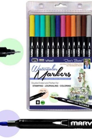 634989793280 MARVY LePlume 2 Double Ended Watercolor Markers Basic Colors 12 Pack