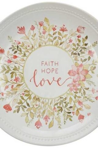 1220000370678 Faith Hope Love Pink Floral Ceramic Plate