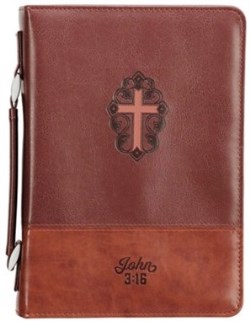 1220000134065 John 3:16 With Cross LuxLeather Brown