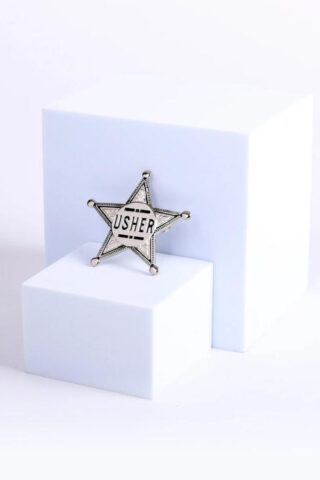 788200805723 Usher Star Pin Back Metal Badge