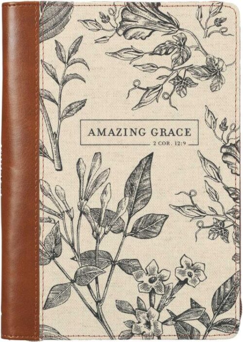 9781639522767 Amazing Grace Journal 2 Corinthians 12:9 Cream Floral Print With Zipper