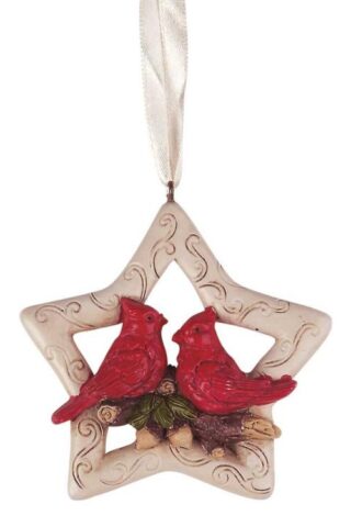 603799211116 White Star With Cardinals (Ornament)