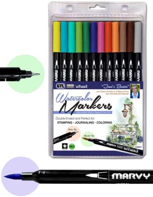 634989793280 MARVY LePlume 2 Double Ended Watercolor Markers Basic Colors 12 Pack