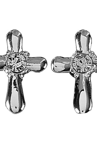 714611154174 Petal Cross With CZ Stone (Earring)