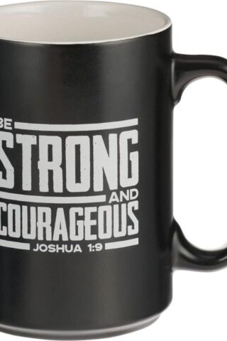 1220000323995 Large Ceramic Inspirational Scripture Coffee & Tea Mug for Men: Strong & Courage