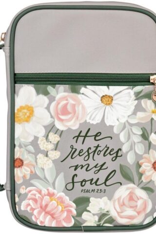 1220000721364 Premium Vegan Leather Inspirational Bible Cover for Women: He Restores My Soul E