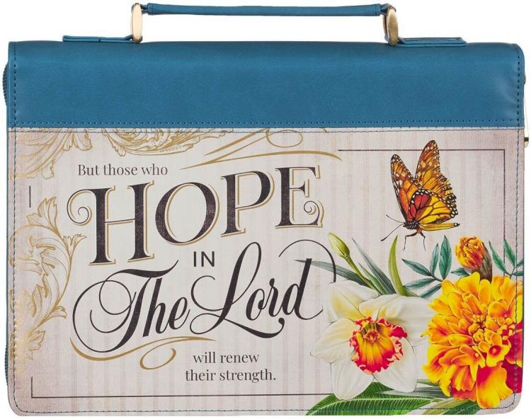 1220000321533 Vibrant Blue Floral Fashion Bible Cover for Women: Hope in the Lord - Isa. 40:31