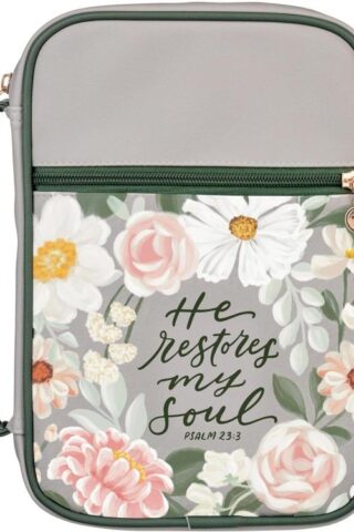 1220000721364 Premium Vegan Leather Inspirational Bible Cover for Women: He Restores My Soul E