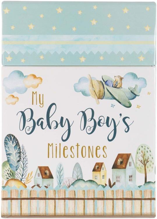 6006937147447 Baby Boy Milestone Photo Prop Cards - Set of Keepsake Cards w/Scripture