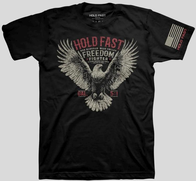 612978657355 Hold Fast Freedom Fighter Eagle (Small T-Shirt)