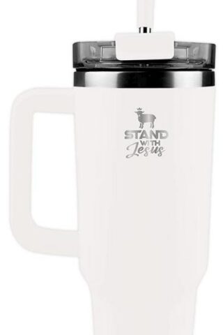 612978654101 Stand With Jesus Stainless Steel Mug With Straw