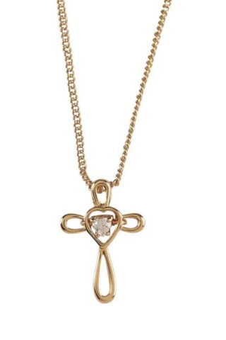 714611188247 Open Petal Cross Heart With CZ